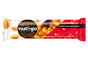 Батончик злаковый NUT&GO с арахисом и клюквой